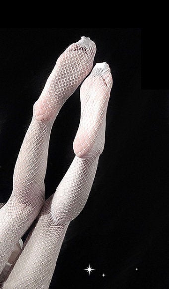 Two pairs white wide net and medium net seductive fishnet Tights,